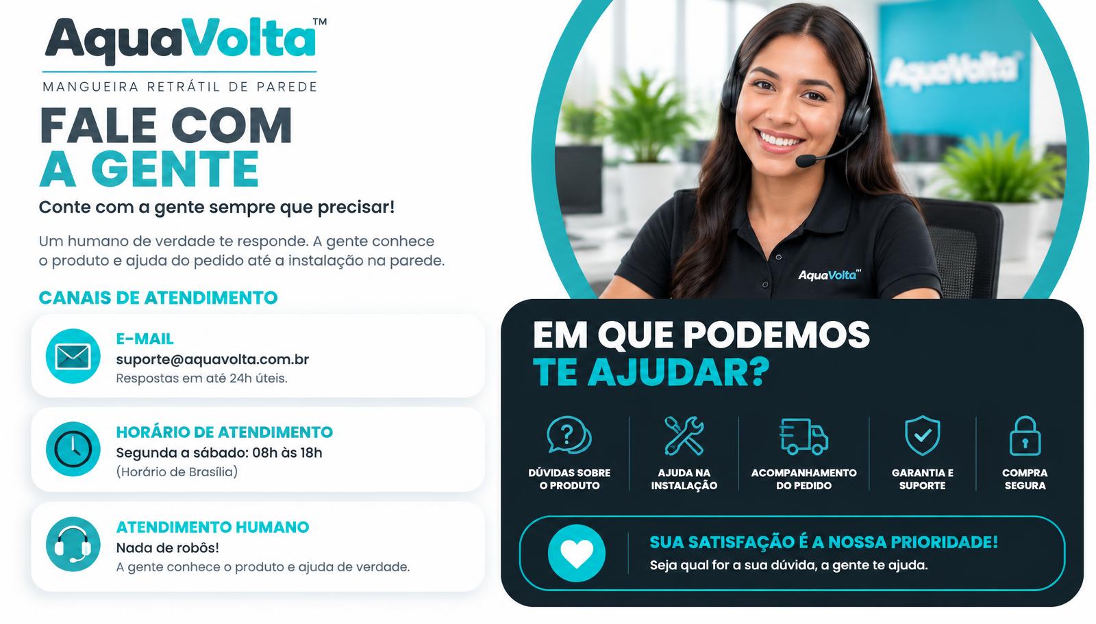 Central de atendimento AquaVolta: e-mail, horário de atendimento e ajuda com instalação